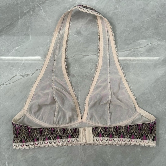 Women’s Free People Boho Patterned Lace Halter Bralette Top XS - Picture 8 of 16